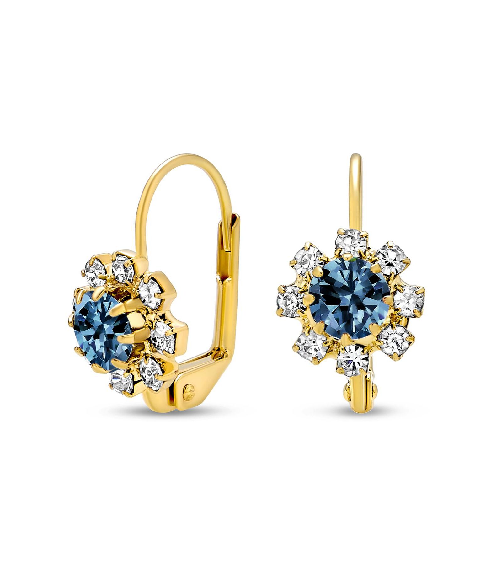 Серьги Bling Jewelry Flower Crystal Drop Plated Brass Lever Back