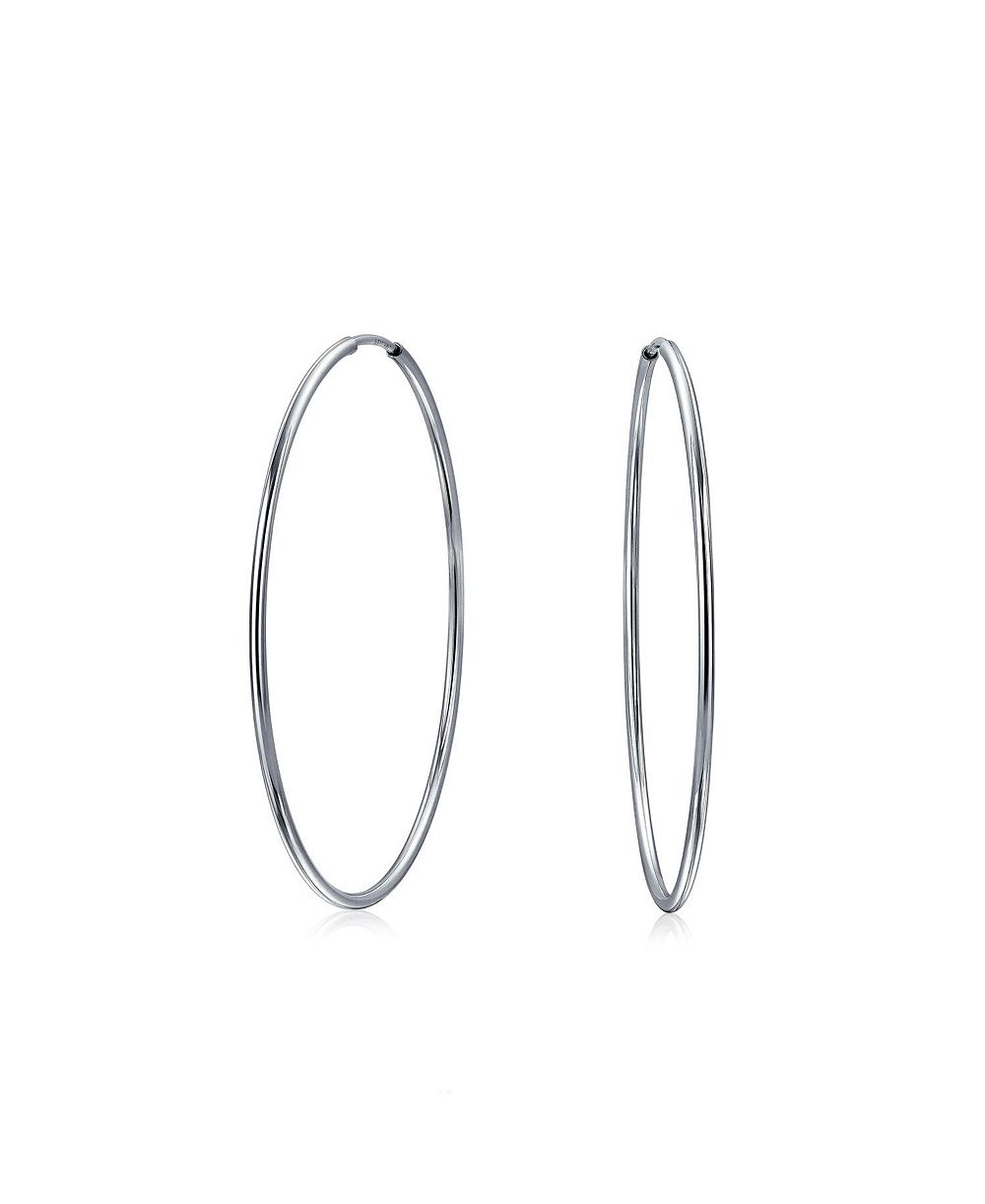 Серьги-кольца Bling Jewelry минималистичные из стерлингового серебра