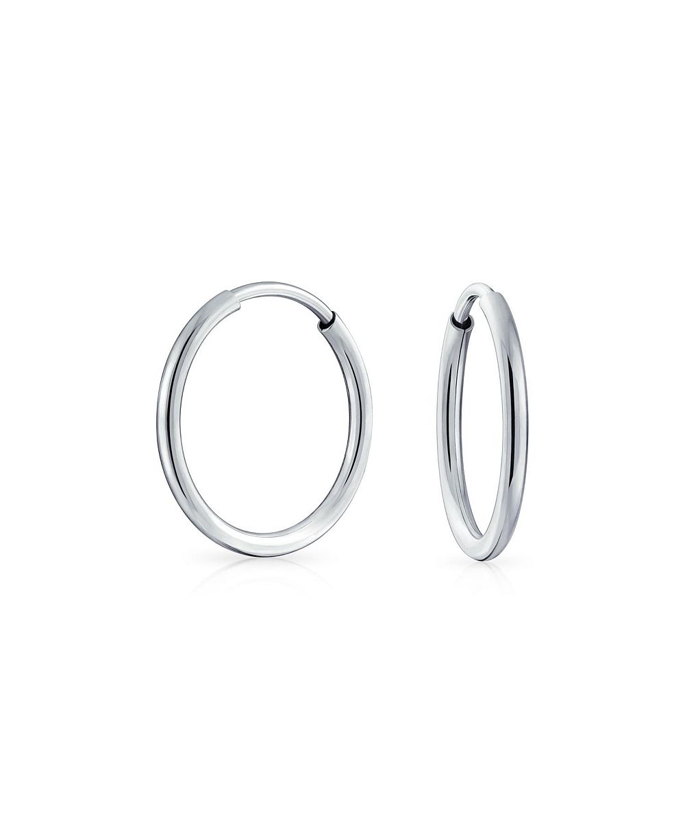 Bling Jewelry Classic Endless Thin Tube Hoop Earrings 14K Yellow Gold Lightweight 0.75 in