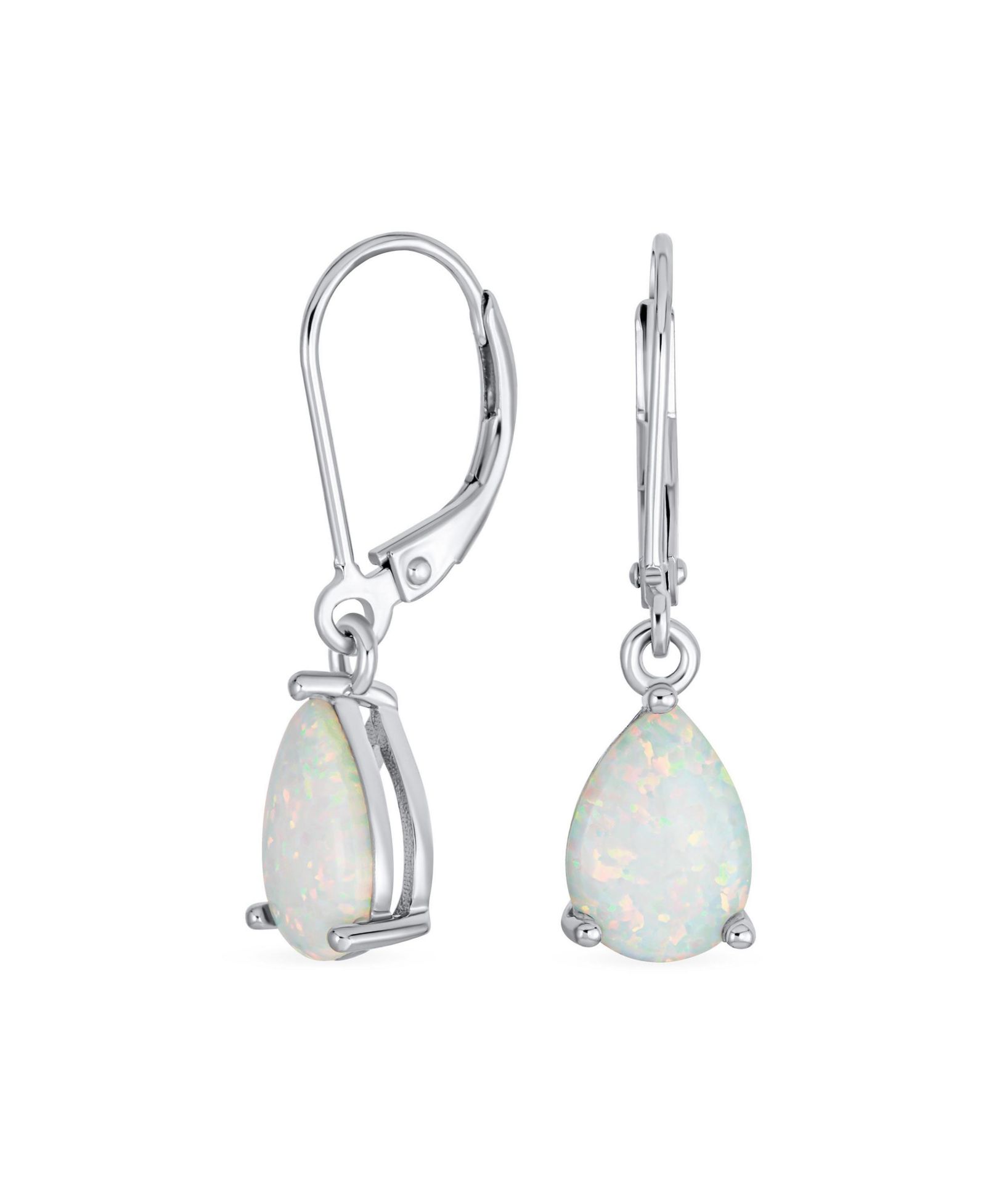 Серьги Bling Jewelry Simple White Orange Opal Solitaire 7MM Pear Shaped Teardrop Dangle Lever Back Yellow Gold Plated Silver