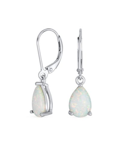 Серьги Bling Jewelry Simple White Orange Opal Solitaire 7MM Pear Shaped Teardrop Dangle Lever Back Yellow Gold Plated Silver