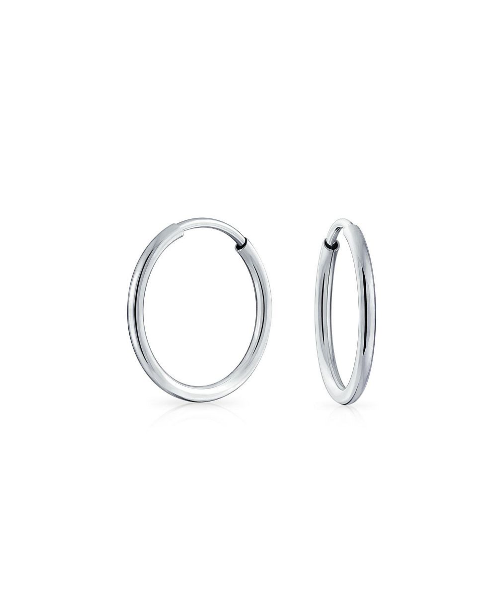 Серьги Bling Jewelry Thin Minimalist Hoop Huggie Sterling Silver Various Sizes