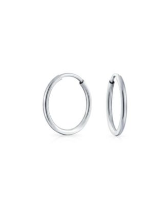 Bling Jewelry Classic Endless Thin Tube Hoop Earrings 14K Yellow Gold Lightweight 0.5 in