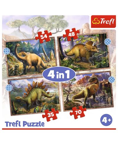 Trefl Interesting Dinosaurs 4-Piece Set Puzzle, Ages 4+