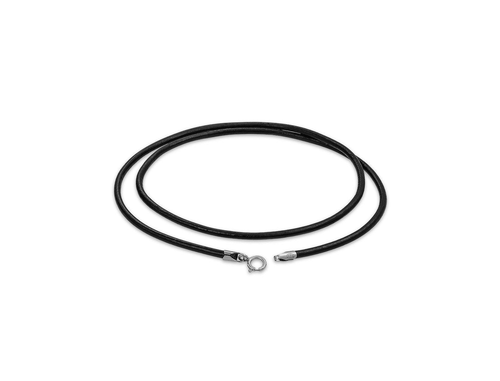 Ожерелье Bling Jewelry из натурального черного кожаного шнура с застежкой из стерлингового серебра
