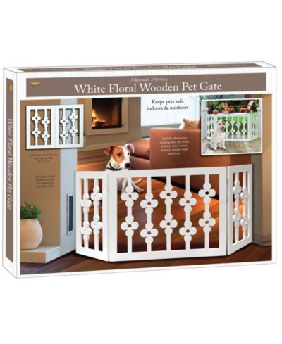 Etna Products Wooden Pet Gate: White Floral