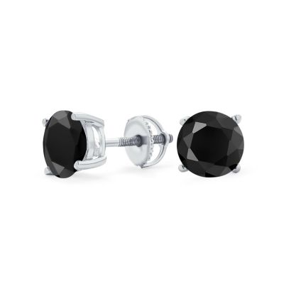 Bling Jewelry круглые серьги-гвоздики с одним кубическим цирконием, серебро 925 пробы, винтовой замок