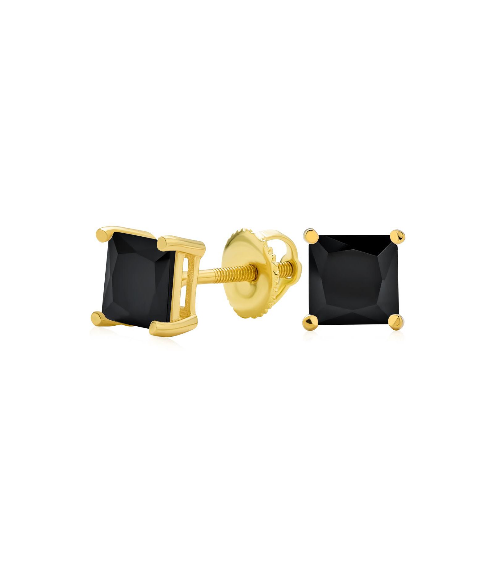 Серьги-гвоздики Bling Jewelry CZ Cubic Zirconia Square Solitaire Princess Cut
