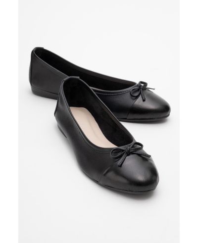 Forever & Always Shoes women Rayne Cap Toe Leather Ballet Flats