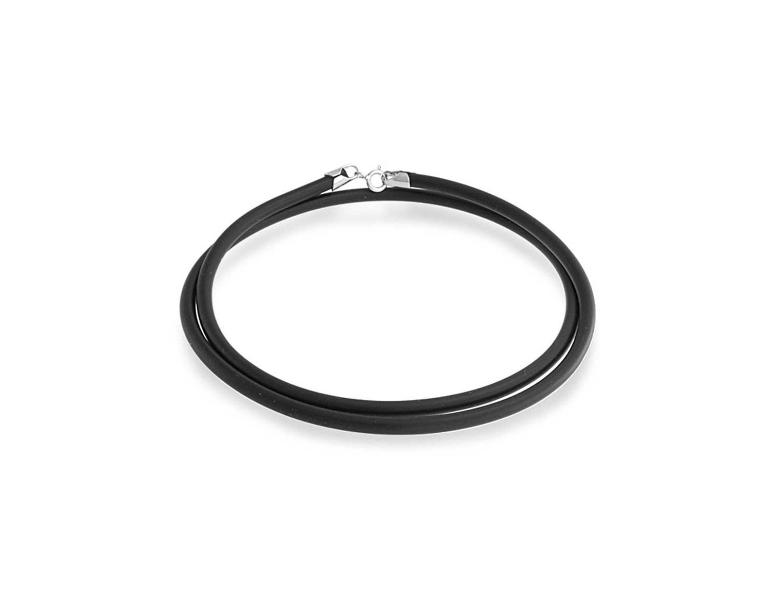 Bling Jewelry Unisex Thin Black Rubber Cord Necklace .925 Sterling Silver Clasp 16"
