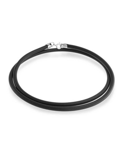 Bling Jewelry Unisex Thin Black Rubber Cord Necklace .925 Sterling Silver Clasp 16"