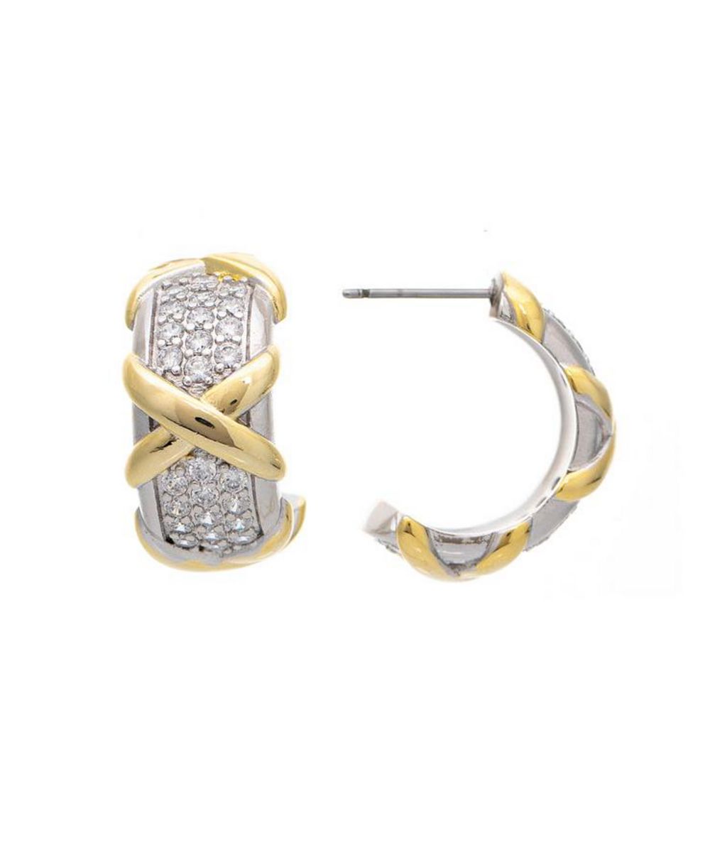 Серьги Rivka Friedman Clad Hoop с CZ и Rhodium Clad