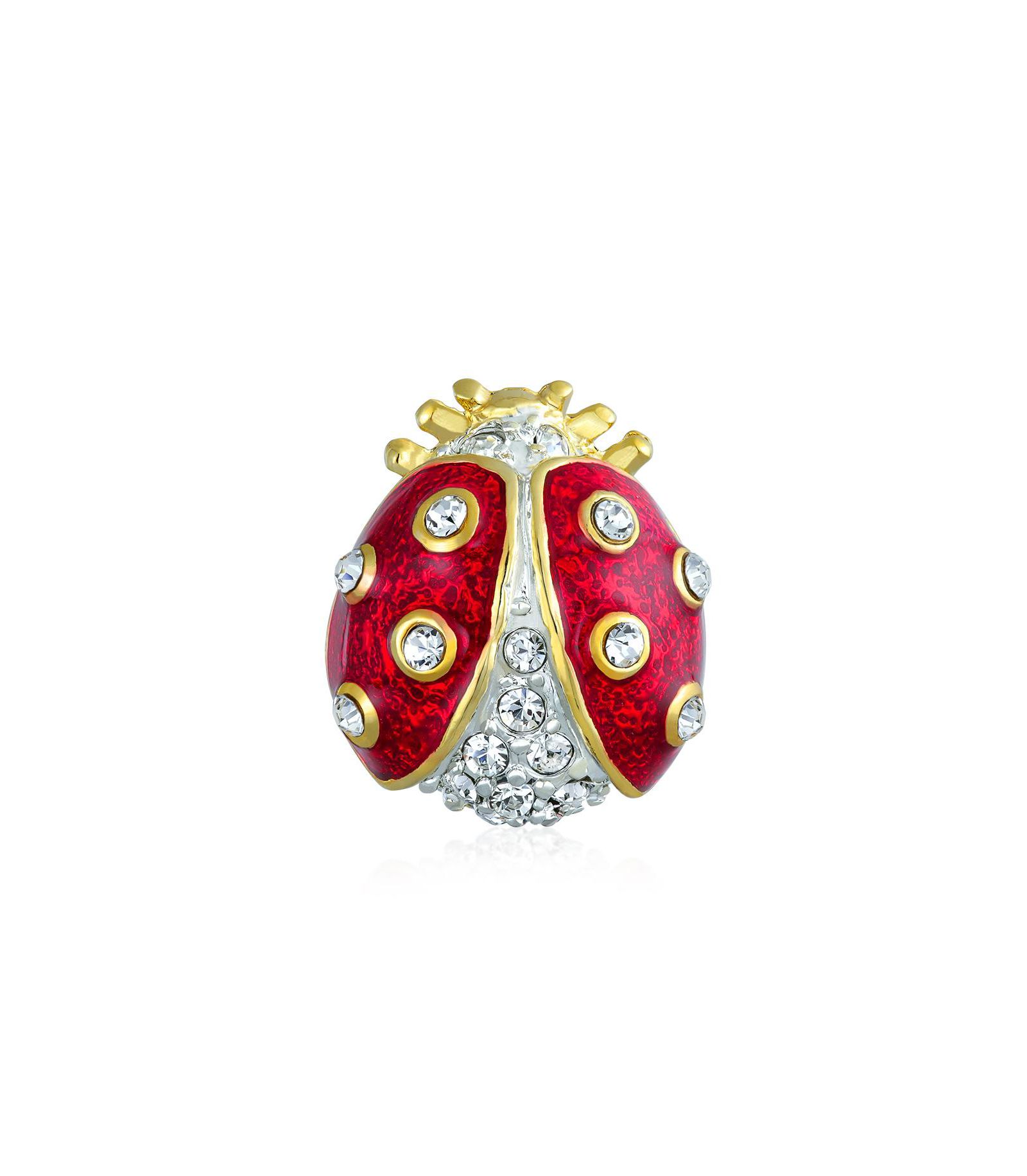 Значок Bling Jewelry Lucky Ladybug с эмалью и кристаллами