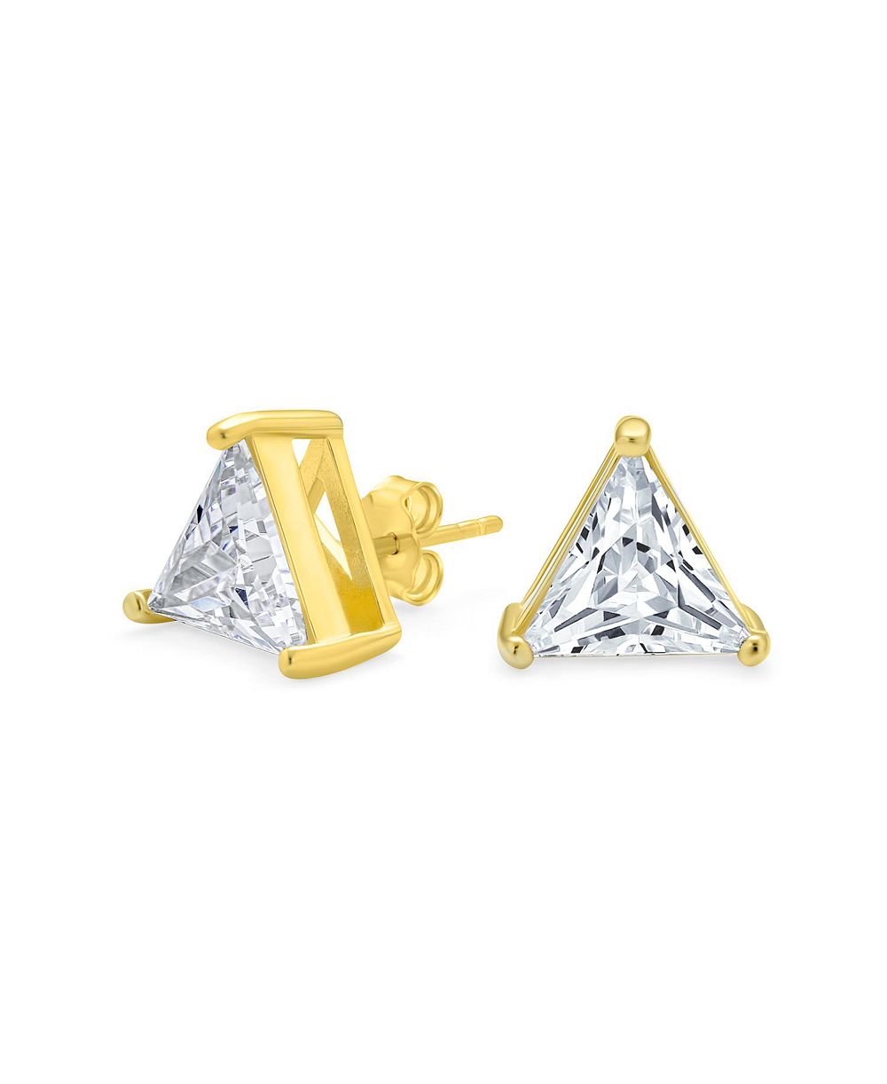 Bling Jewelry Trillion Cut CZ Triangle Stud Earrings .925 Sterling 7MM