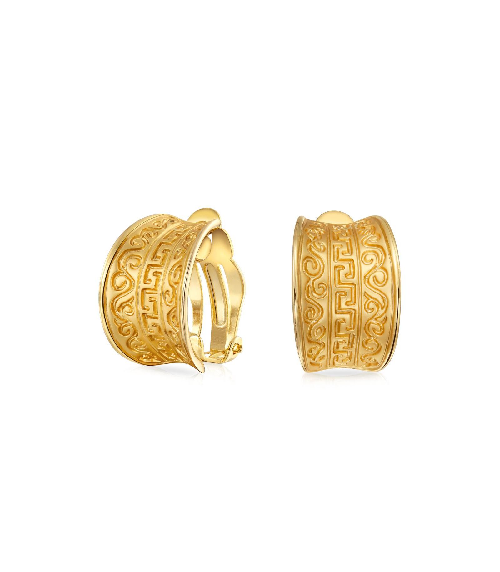 Bling Jewelry серьги клипсы с египетским греческим мотивом, матовое золотое напыление