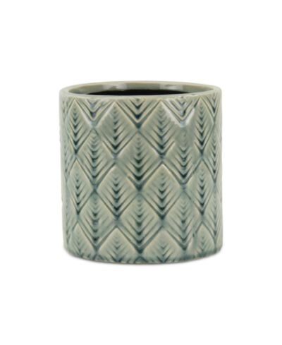 Slickblue Ceramic Round Planter with Geometric Pattern - Versatile Pot for Garden & Home 6.25x6.25x6.25 inches