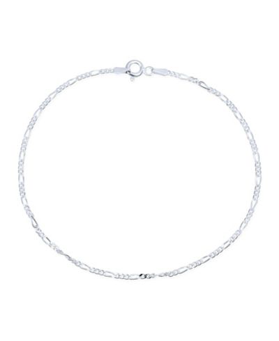 Браслет-анклет Bling Jewelry Simple Strong.925 Sterling Silver Figaro Chain
