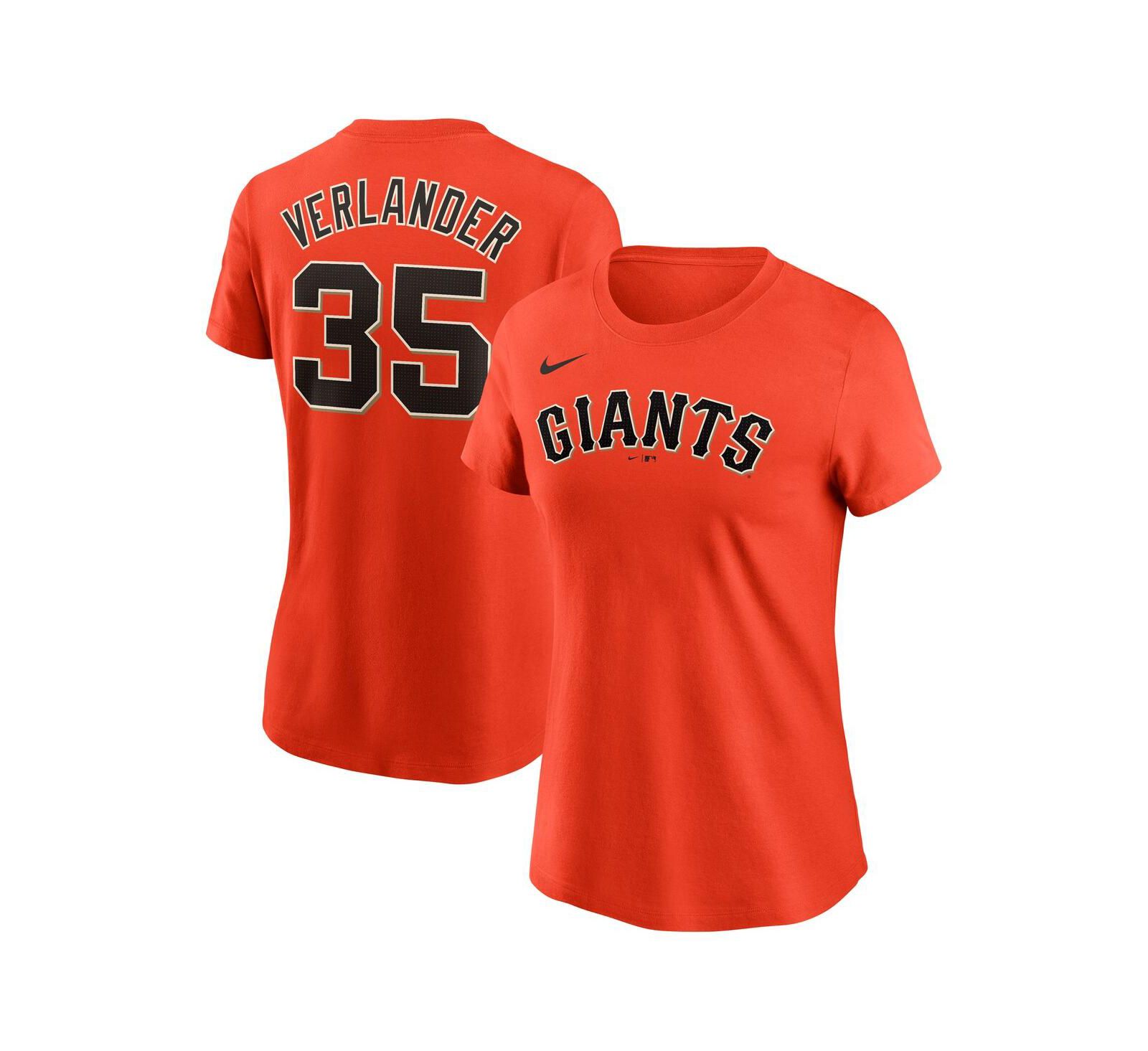 Nike Women's Justin Verlander Orange San Francisco Giants Fuse Name & Number T-Shirt
