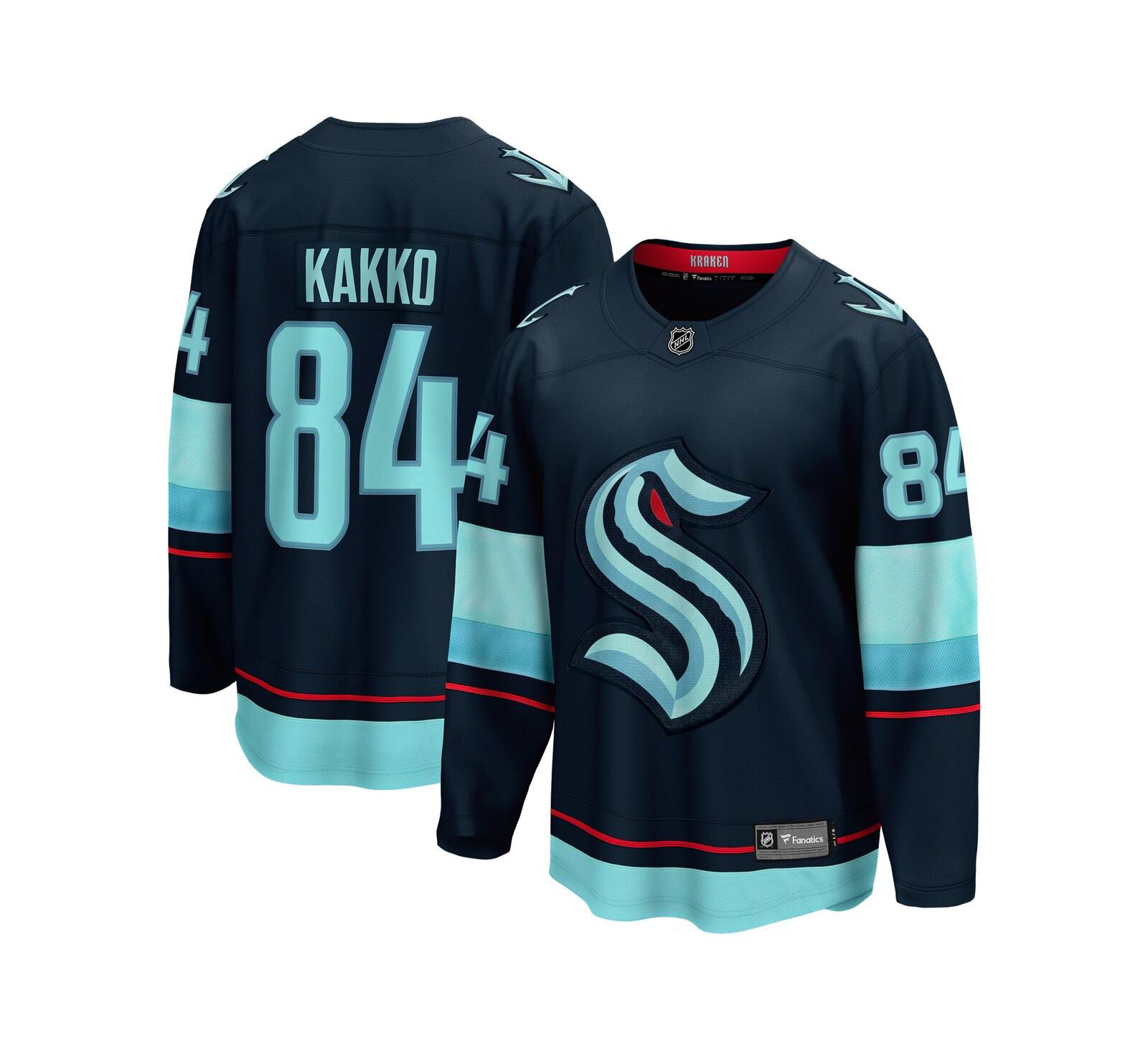 Мужская джерси Fanatics Kaapo Kakko Deep Sea Blue Seattle Kraken Home Breakaway Player