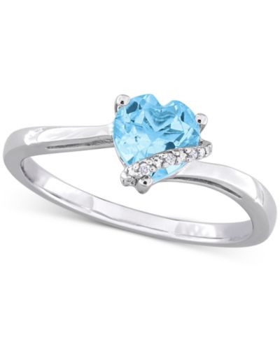 Gemstone Heart Ring in Sterling Silver