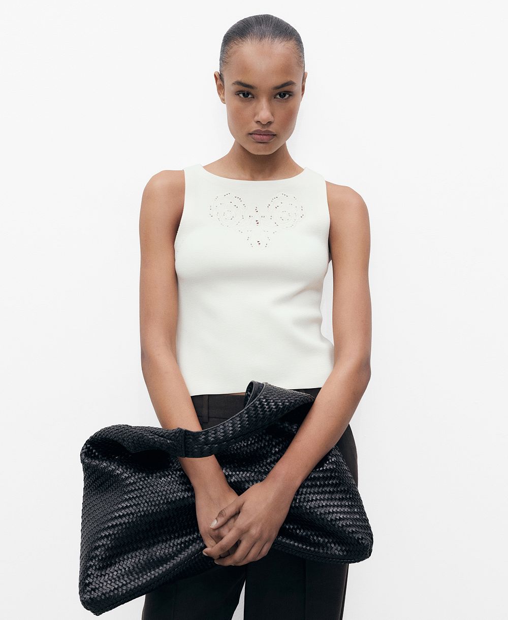 Mango Women's Openwork Details Embroidered Top