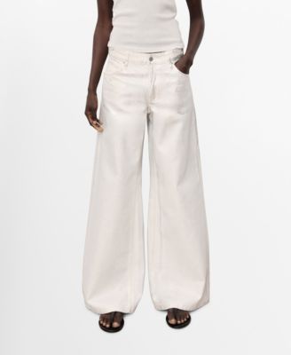 Mango Women's Metallic-Finish Wide Leg Jeans