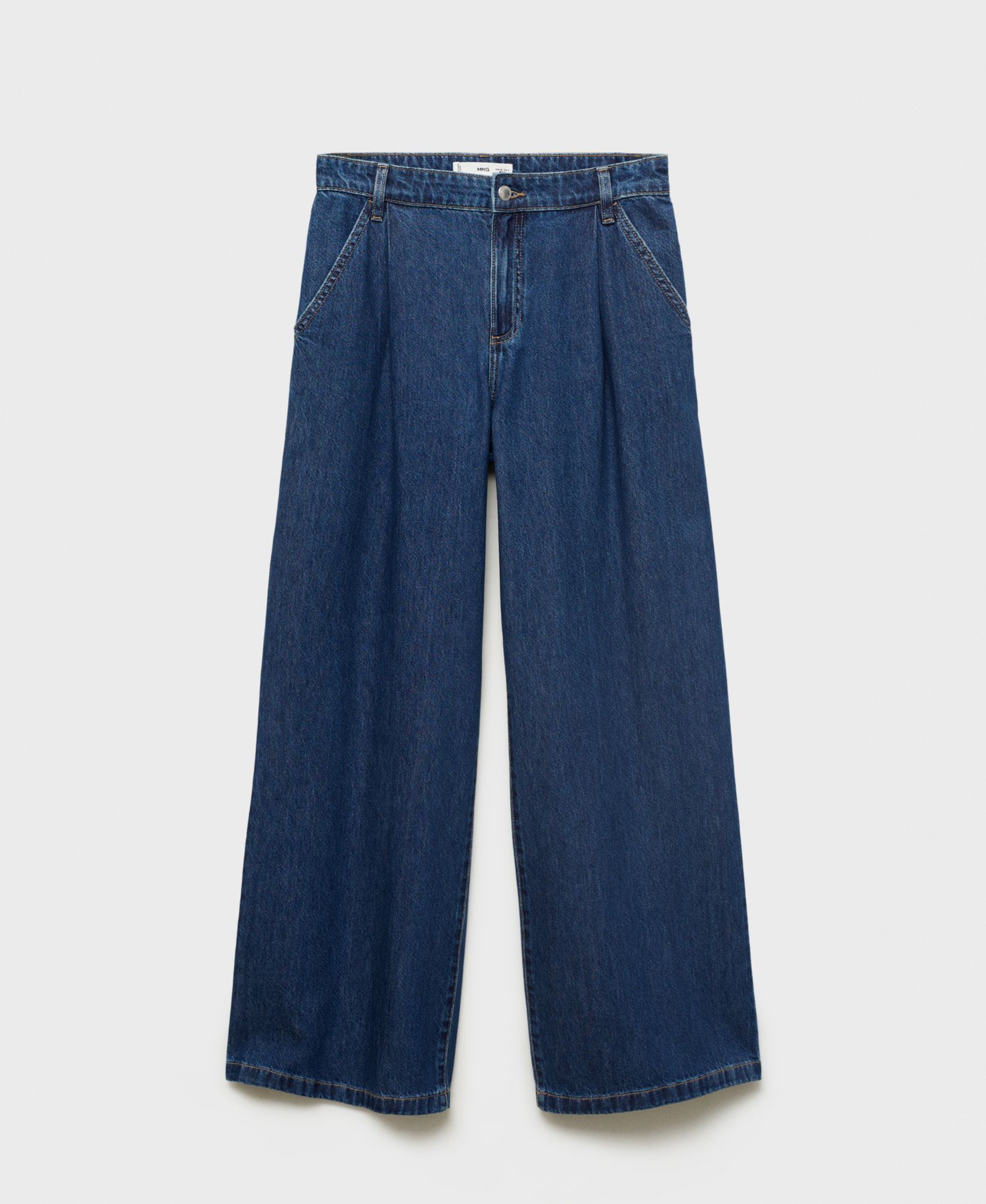 Mango Women's Wide Leg Pleated Jeans