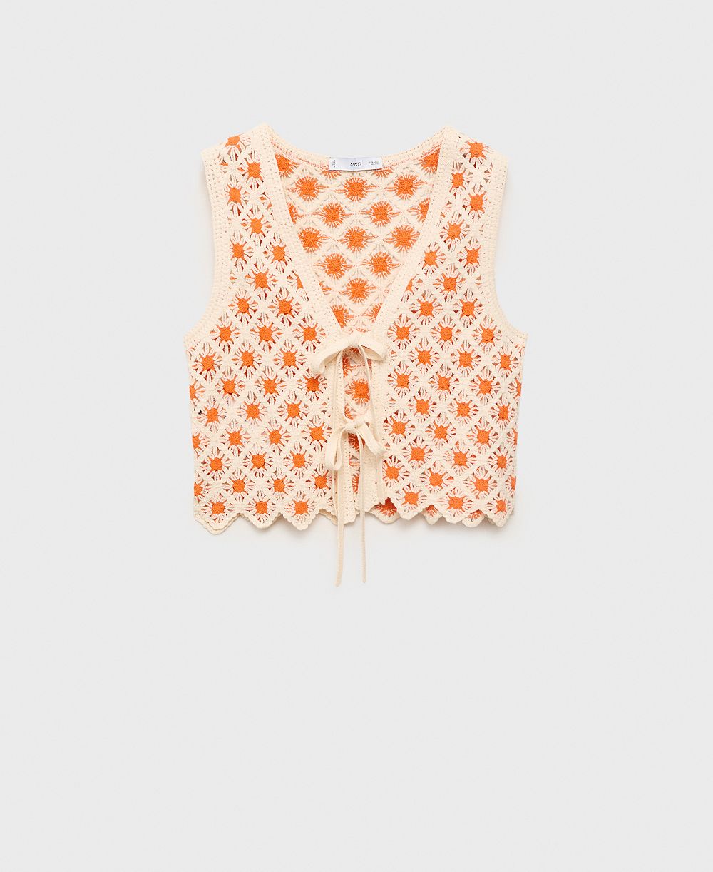 Mango Women's Crochet Ties Top