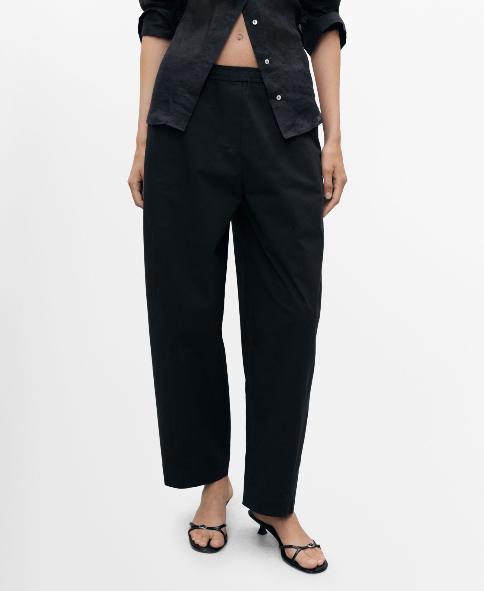 Mango Women's Paper Bag Cotton Pants