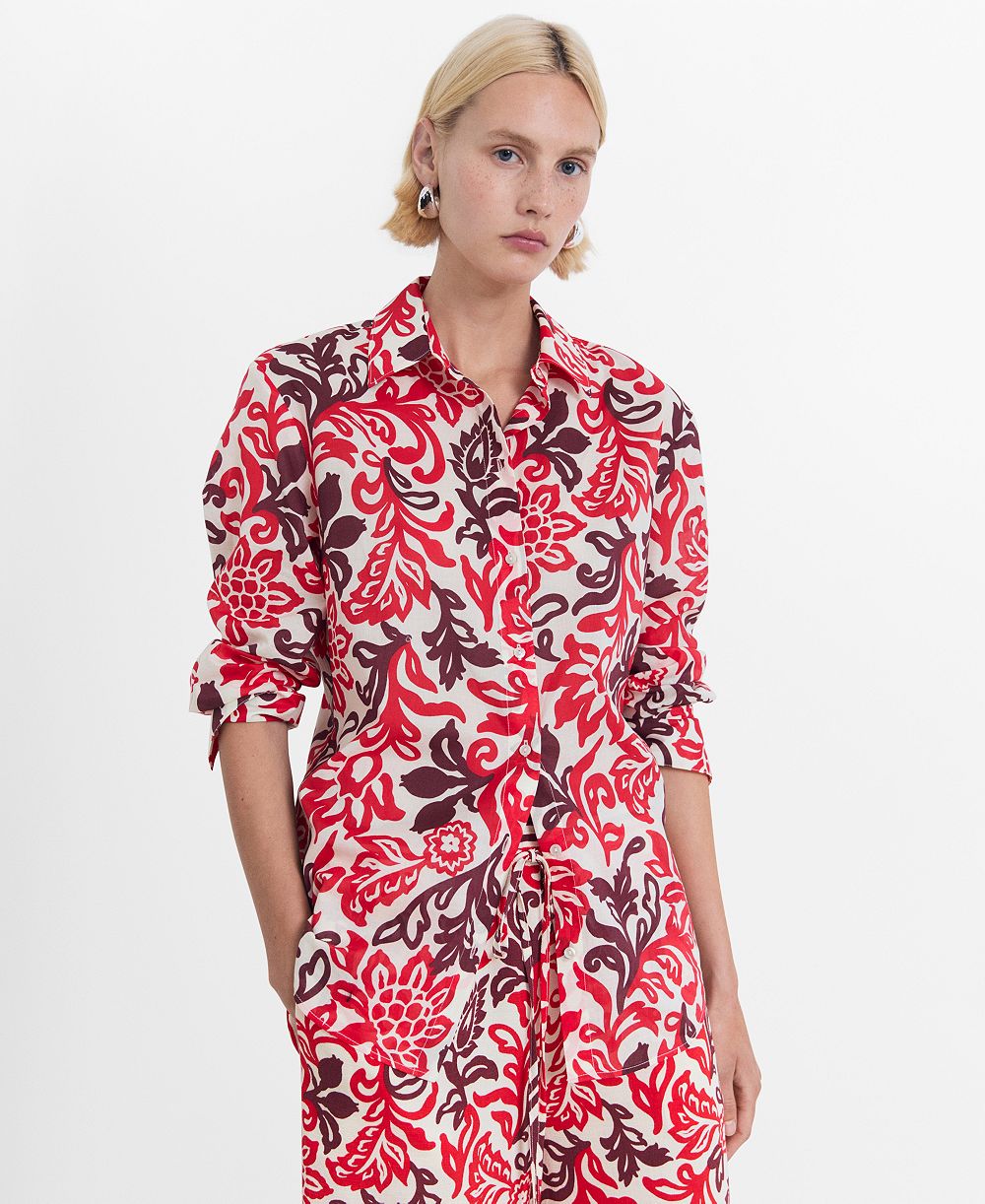 Женская хлопковая рубашка MANGO Printed Cotton Shirt