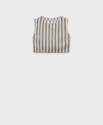 Mango Women's Striped Linen Top