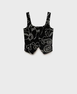 Mango Женский Floral-Print Linen Suit Vest
