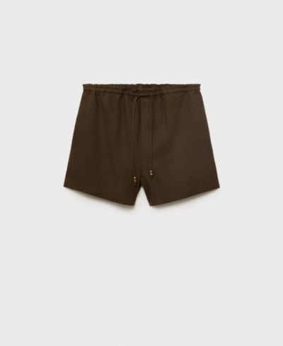 Женские льняные шорты Mango Straight-Fit с завязками