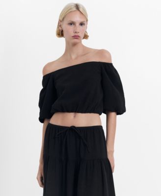 MANGO Женская блузка с пышными рукавами Strapless
