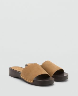 Mango Women's Wood Sole Suede Sandals