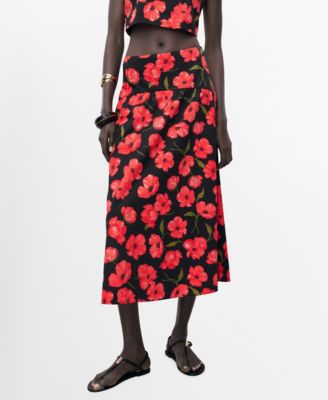 Mango Women's Floral-Print Flared Skirt
