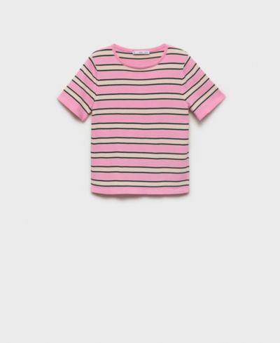 Mango Women's Combined Stripes Short-Sleeved Sweater