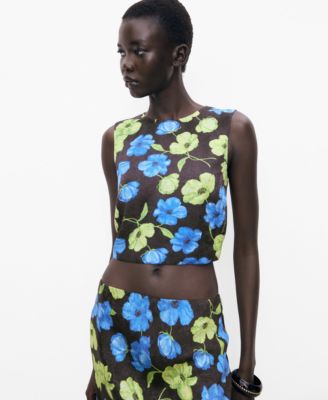 Блузка Mango Женская Open-Back Floral