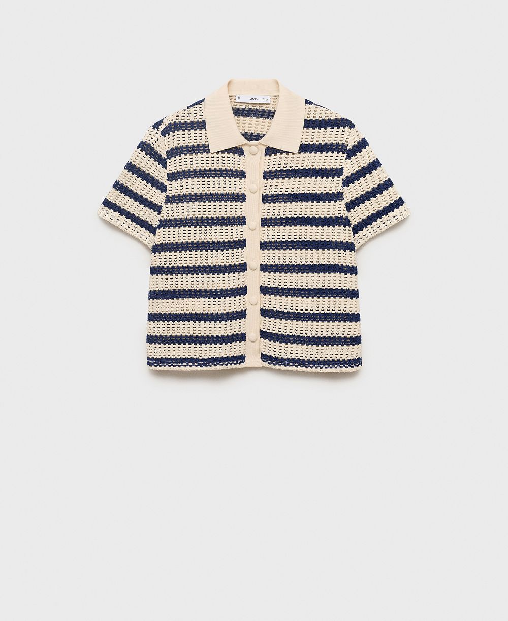 Mango Women's Short-Sleeved Striped Cardigan