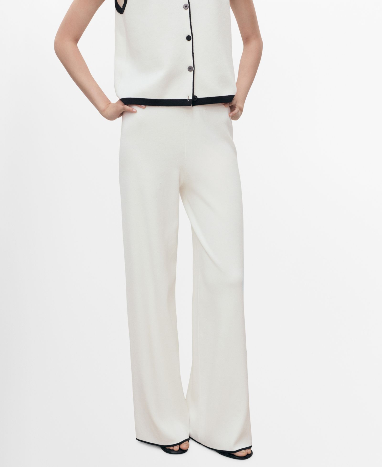 Mango Women's Contrasting Low-Rise Knitted Pants