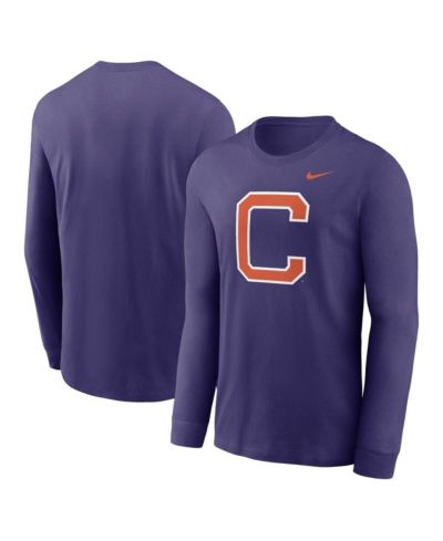 Nike Мужская футболка с длинным рукавом Clemson Tigers Alternate Logo, фиолетовая