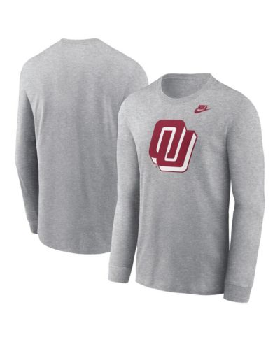 Nike Мужская футболка с длинным рукавом Oklahoma Sooners Alternate Logo, серый меланж