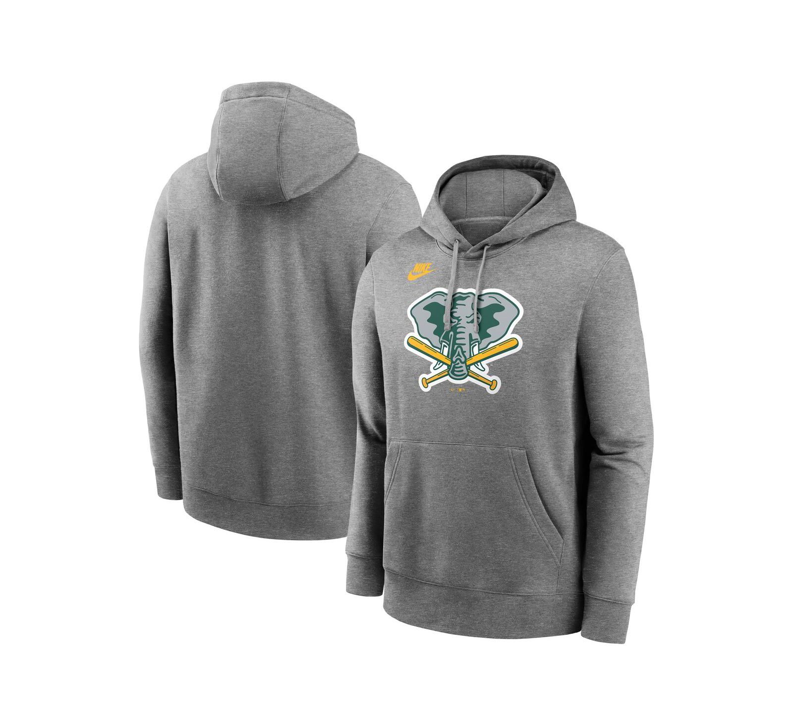 Nike Men's Heather Gray Athletics Cooperstown Collection Logo Club Pullover Hoodie