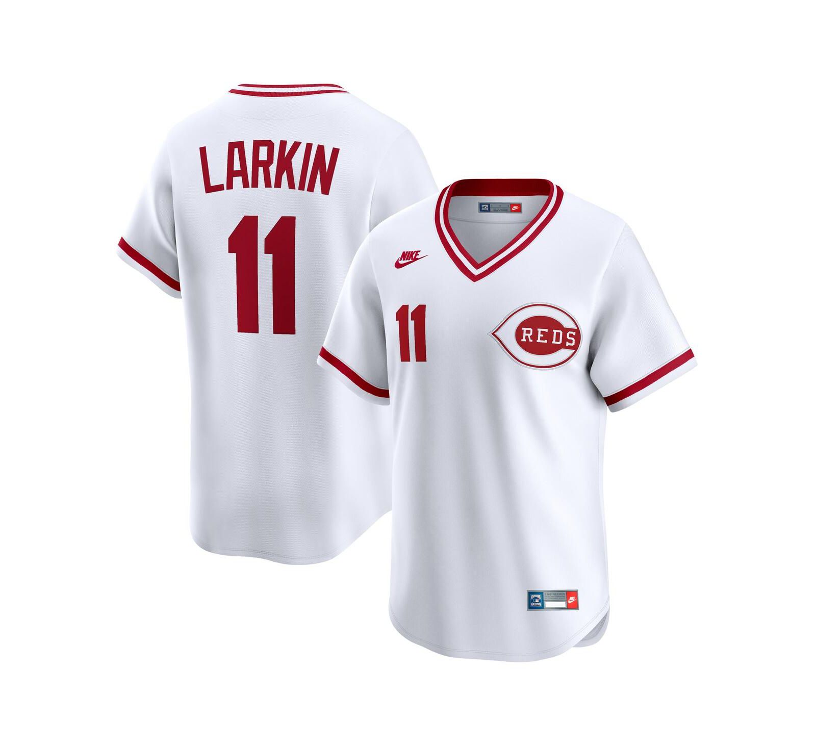 Nike Men's Barry Larkin White Cincinnati Reds Throwback Cooperstown Collection Limited Jersey