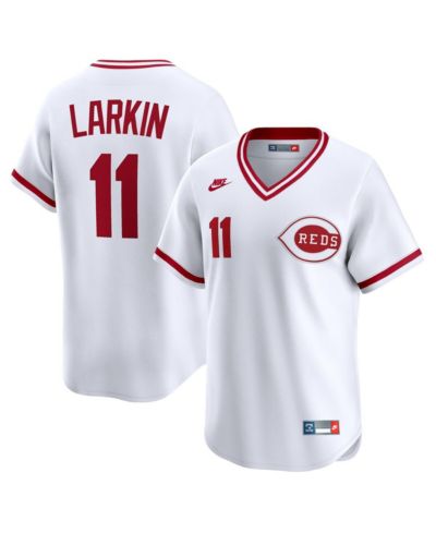 Мужская джерси Nike Barry Larkin White Cincinnati Reds Throwback Cooperstown Collection Limited
