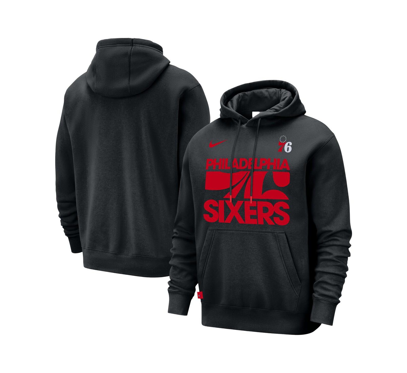 Nike Men's Black Philadelphia 76ers Courtside Club Pullover Hoodie