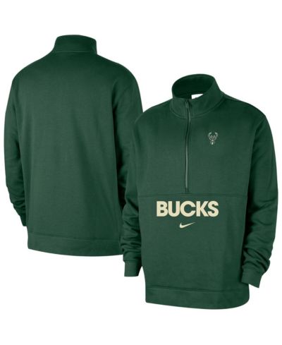 Мужская куртка Nike Hunter Green Milwaukee Bucks Courtside Club Half-Zip