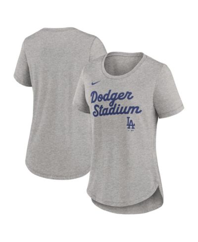 Женская футболка Nike Heather Gray Los Angeles Dodgers Script Tri-Blend