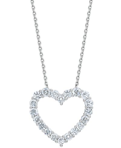 Diamond Heart Pendant Necklace (1 ct. t.w.) in 14k White Gold, 16" + 2" extender