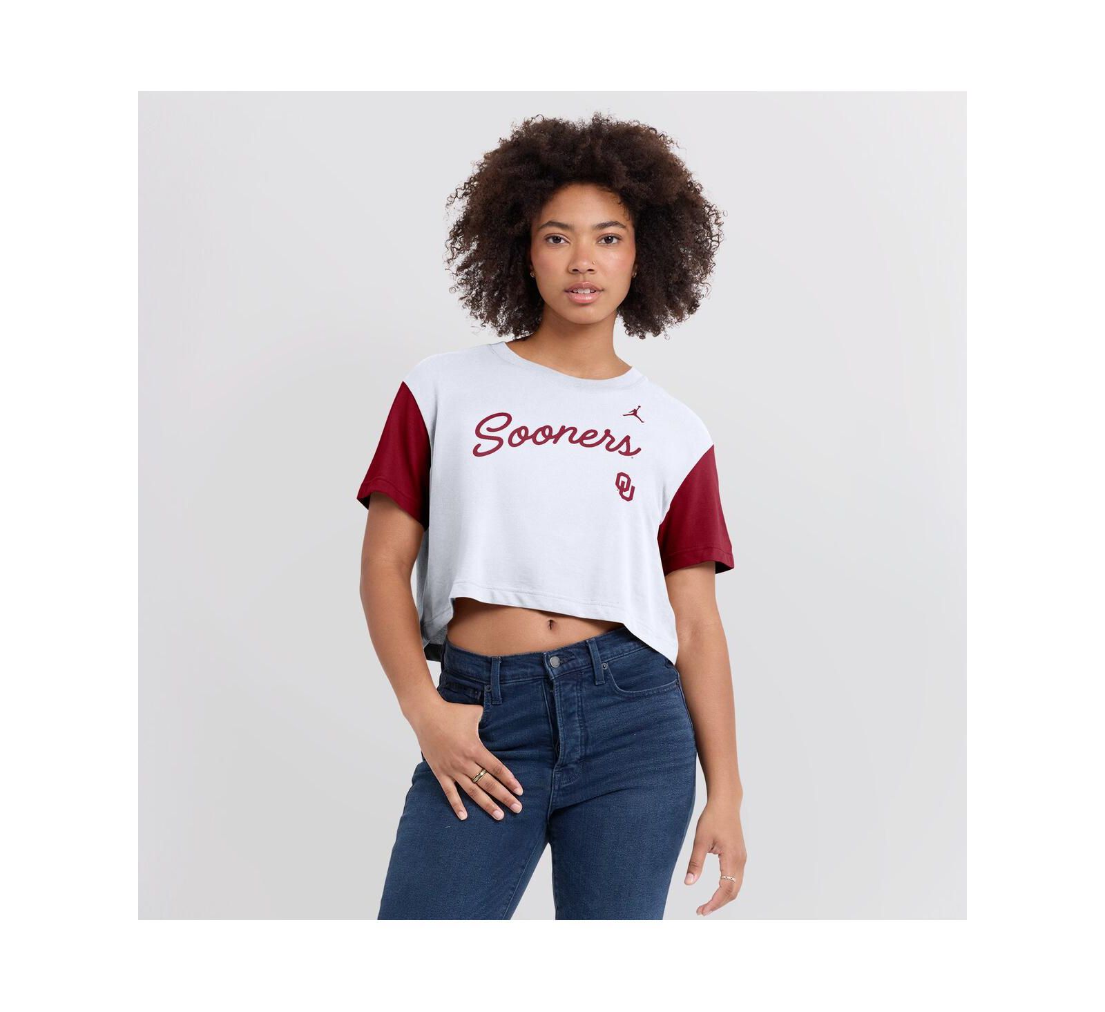 Jordan Женская укороченная футболка Dri-FIT Oklahoma Sooners